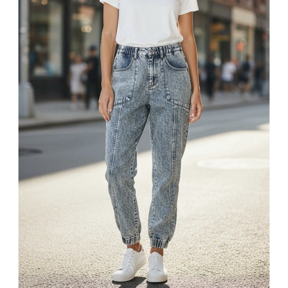 Retrofete MYLA Denim Light Blue Acid Wash Elastic AnkleJeans Women's 24 size 0